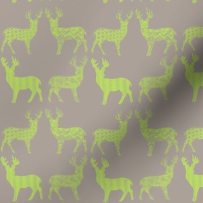 Lime Deer on Gray Meadow Deer on Gray