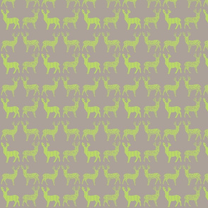 Lime Deer on Gray Meadow Deer on Gray