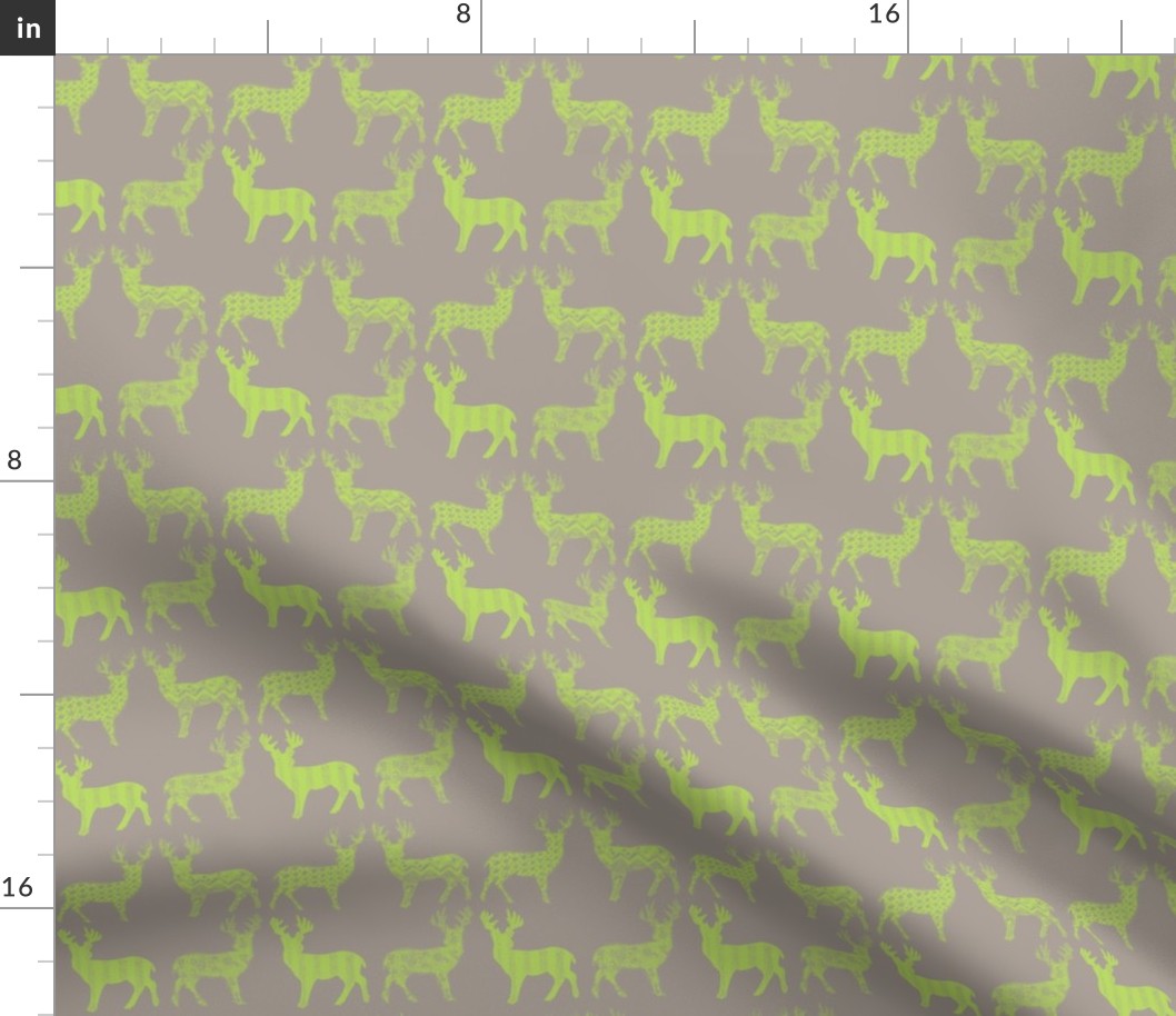 Lime Deer on Gray Meadow Deer on Gray