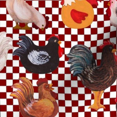 We Love Chickens Checkerboard