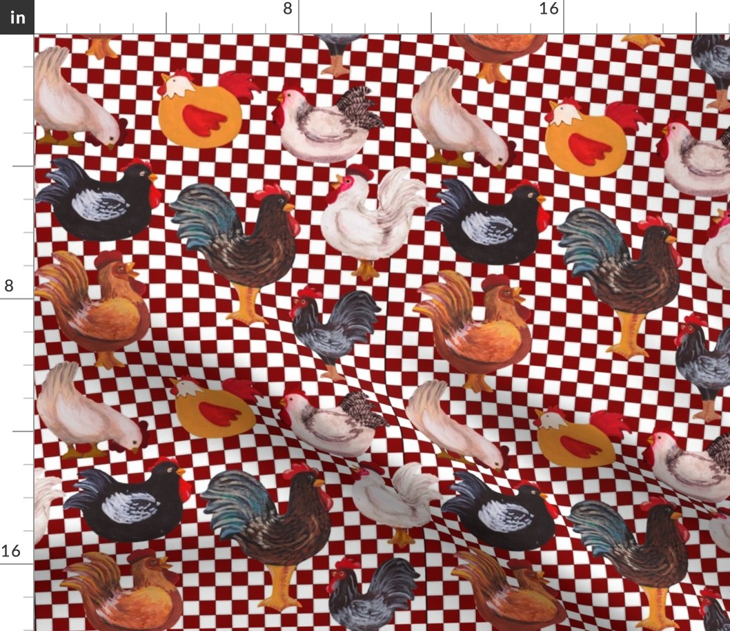 We Love Chickens Checkerboard