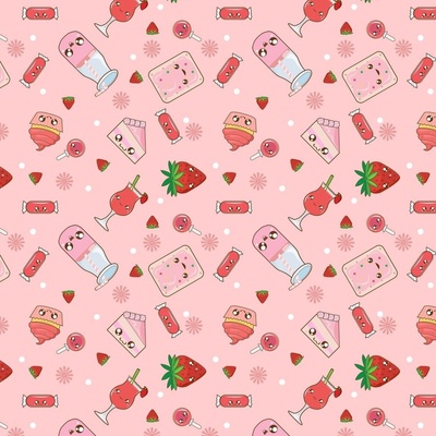 Kawaii Candy Food Candy Faces Cute Pastel Candy Spoonflower Fabric by the Yard 