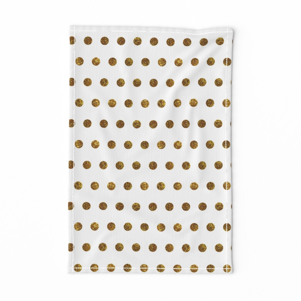 Gold Glitter Polka Dots in White Quartz