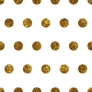 Gold Glitter Polka Dots in White Quartz