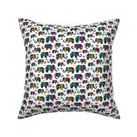 Colorful elephants on white background