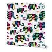 Colorful elephants on white background