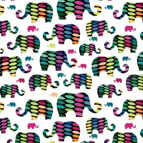 Colorful elephants on white background