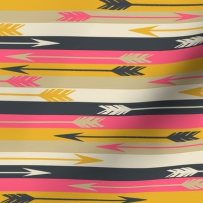 arrow stripes // feathers and arrows collection in blue pink and yellow southwest tribal design