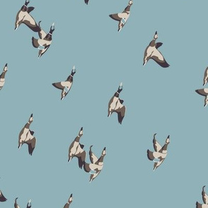 Flying Ducks - blue - small scale - rotated