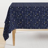 Cartoon cosmos fabric design - moon, planets, space and stars