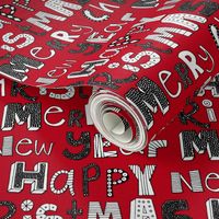 red simple merry christmas happy new year