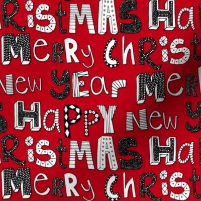 red simple merry christmas happy new year