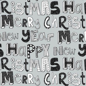 silver simple merry christmas happy new year
