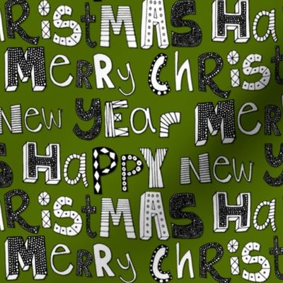 green simple merry christmas happy new year