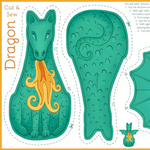 Dragon Cut and Sew Plushie - green