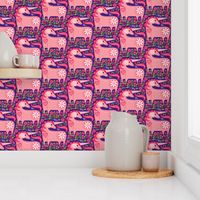 Happy Unicorn Pink Repeat on Purple