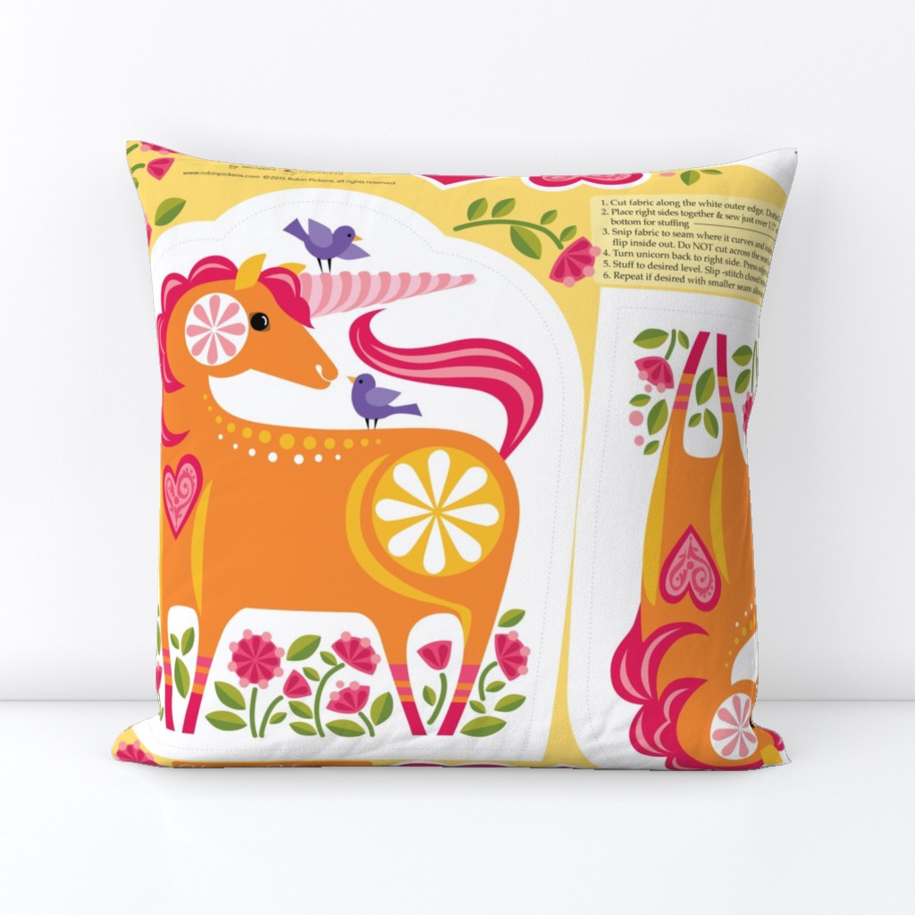 Happy Unicorn Plushie Pillow_Orange