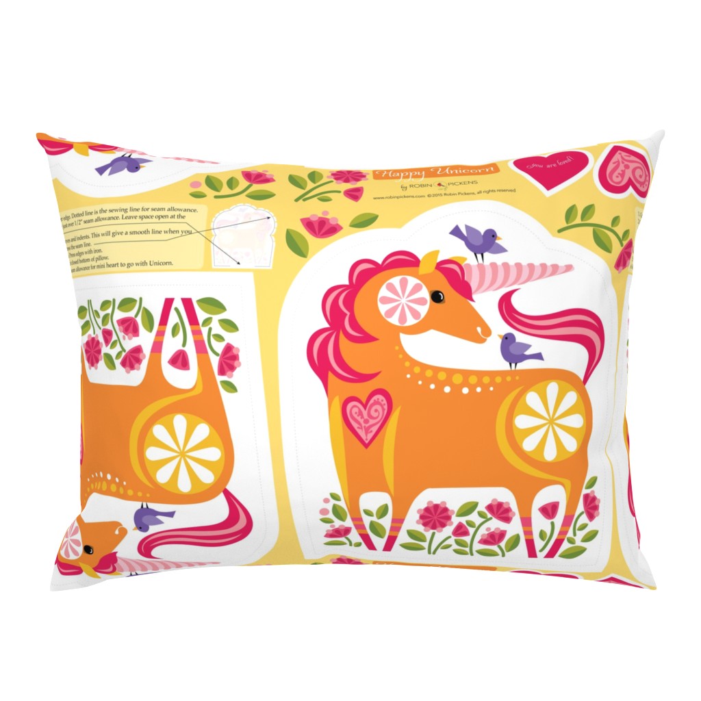 Happy Unicorn Plushie Pillow_Orange