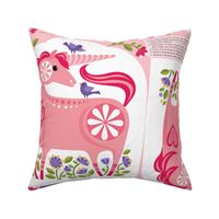 Happy Unicorn Pillow Pink and Purple
