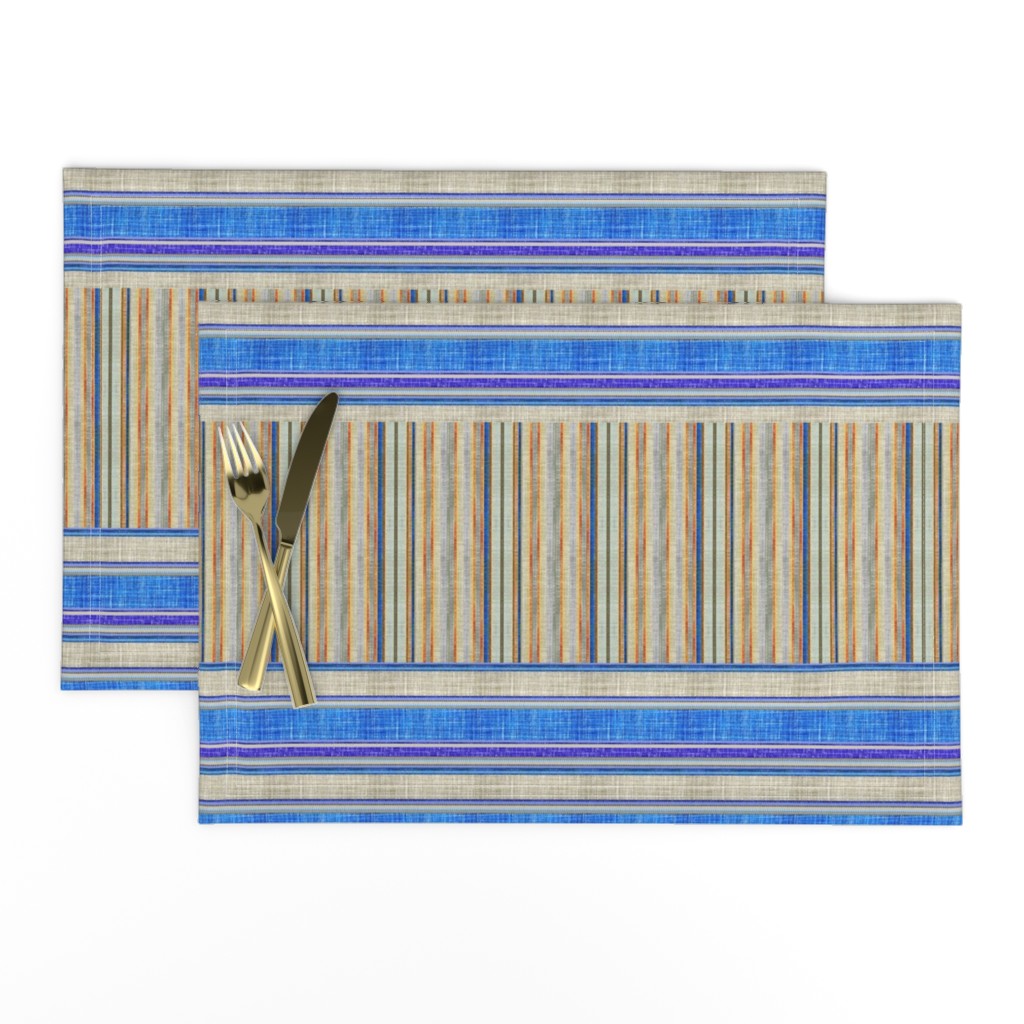 Doll split yard faux linen stripe in blue