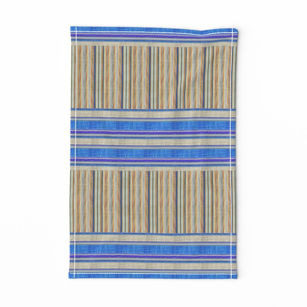 Doll split yard faux linen stripe in blue