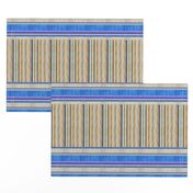 Doll split yard faux linen stripe in blue