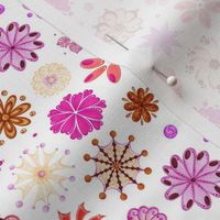 Fancy Flowers- Ornate Pink- Small- White Background