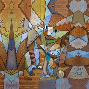 Crazy quilted cubism cats