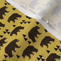 geometric bear // mustard small version of a mini print triangles geometric bear