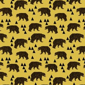 geometric bear // mustard small version of a mini print triangles geometric bear