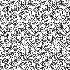 Paisley Cloak in black and white