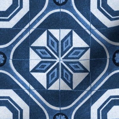 Starburst Tile ~ Lonely Angel Blue and White 