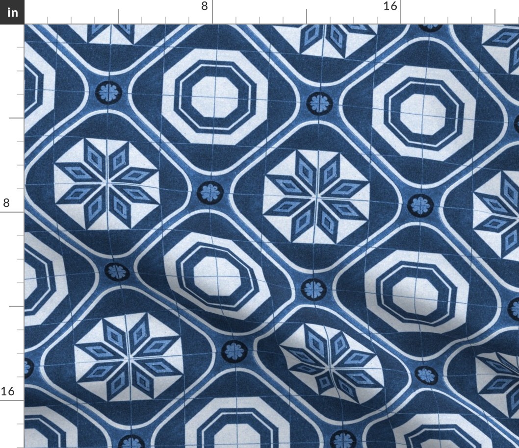 Starburst Tile ~ Lonely Angel Blue and White 