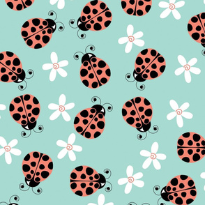 CoralMintLadybugPrint