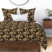 Golden Balls- Large- Black Background- Ornate Swirly Butterflies- Designs