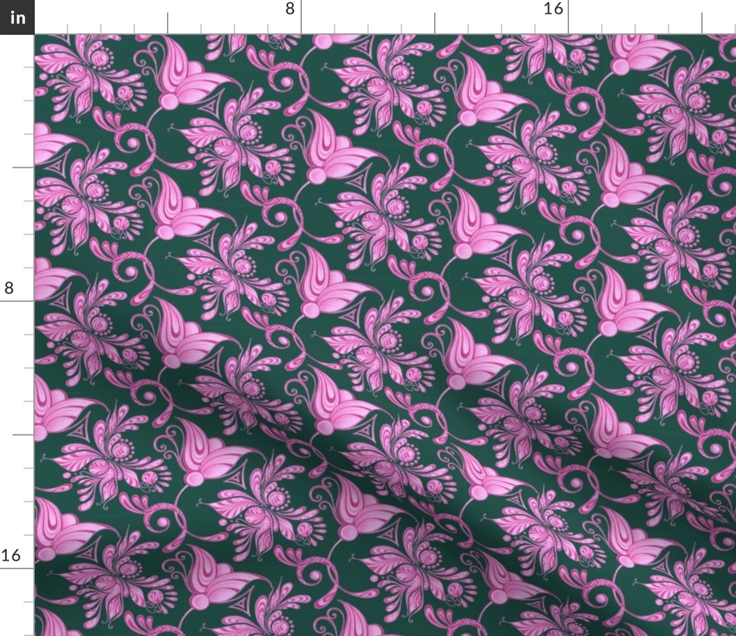 Purple Pretties- Small- Green Background, Flower Bud Designs