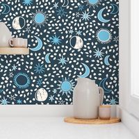 Sun, Moon, Stars - Parisian Blue/Soft Blue/White by Andrea Lauren