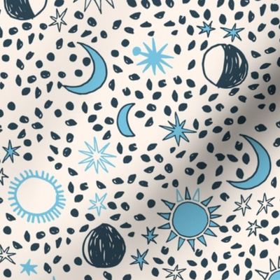 sun moon stars // cream and blue nursery baby night sky