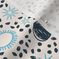 sun moon stars // cream and blue nursery baby night sky