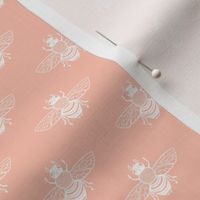 Baby Bee, White on Coral Peach