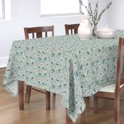 Spring Woodland Toile (teal beige/burlap) MED 