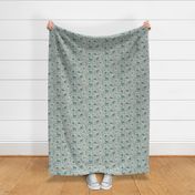 Spring Woodland Toile (teal beige/burlap) MED 