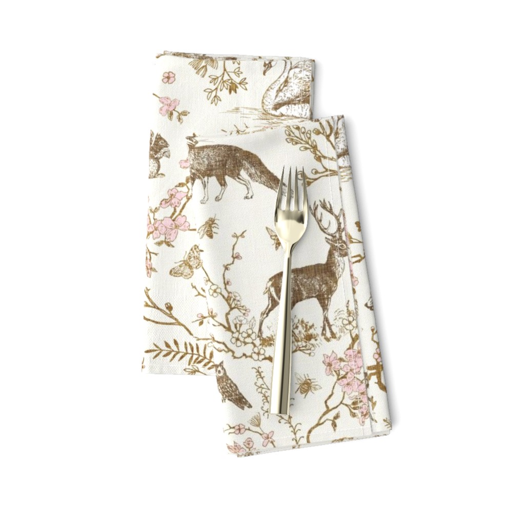 Spring Woodland Toile (sepia pink /linen) LRG