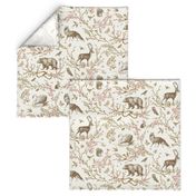 Spring Woodland Toile (sepia pink /linen) LRG