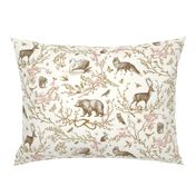 Spring Woodland Toile (sepia pink /linen) LRG