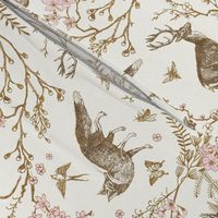 Spring Woodland Toile (sepia pink /linen) LRG