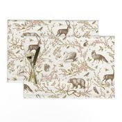 Spring Woodland Toile (sepia pink /linen) LRG