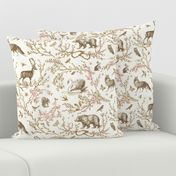 Spring Woodland Toile (sepia pink /linen) LRG