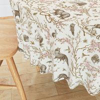 Spring Woodland Toile (sepia pink /linen) LRG