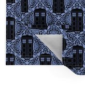   Damask Police Box - Black on Blue